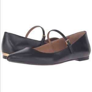Calvin Klein Black Leather Mary Jane Flats
